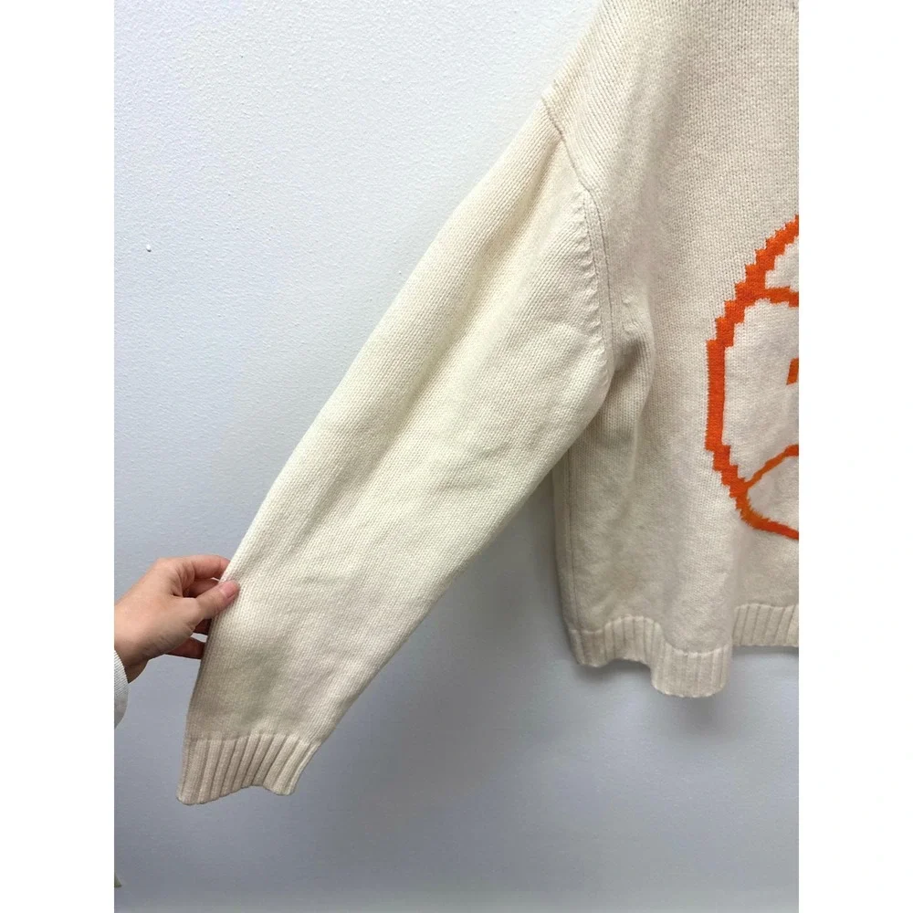 Tory Burch Lil‎ Grumps Graphic Wool Knit Sweater Ivory L